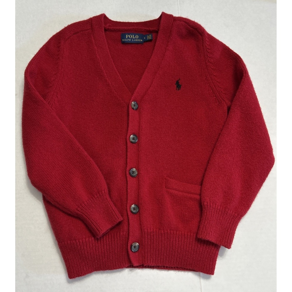 Girls RALPH LAUREN Cardigan Sweater Cotton/Cashmere Preppy V-neck Sz 6